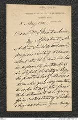 Nachlass Franz Steindachner, Brief von Henry Woodward an Franz Steindachner (08.05.1888), Inv.Nr. 603.01, Seite 1